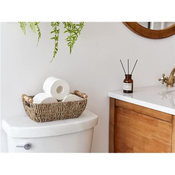 Small Wicker Baskets, Handwoven Baskets for Storage, Seagrass Rattan Baskets - Picture 4 of 6